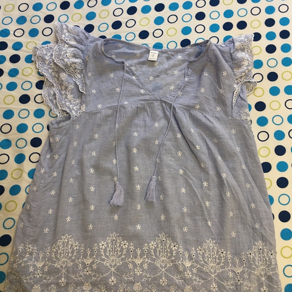 Light Blue Embroidered Blouse